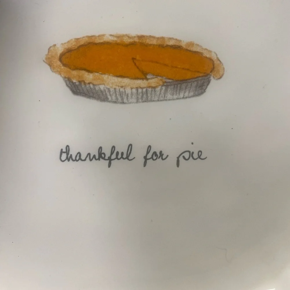 Rae Dunn Artisan Collection Pie Dish “thankful for pie” Ceramic 8.5” Circular